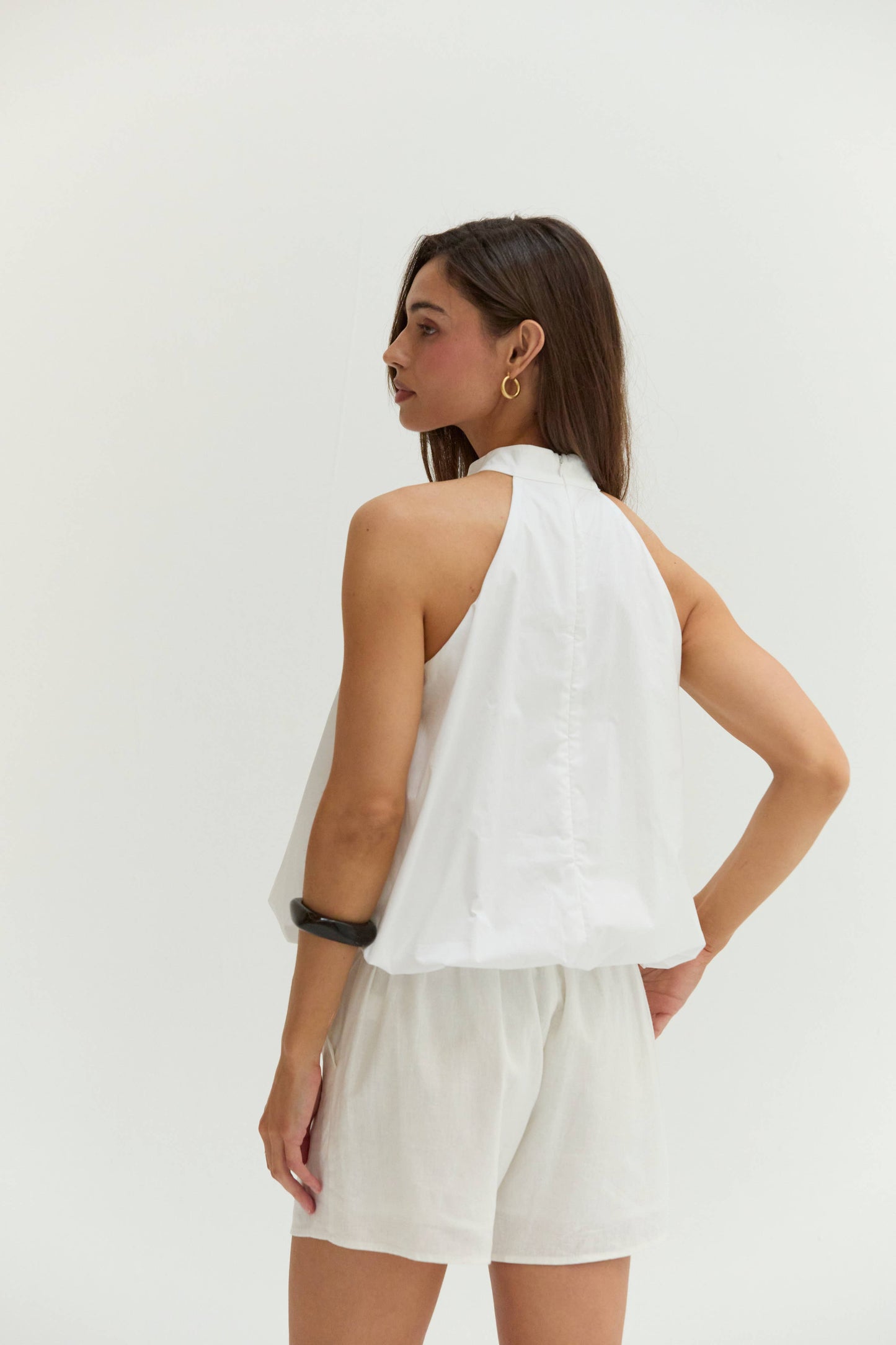 White Rachel Halter Top