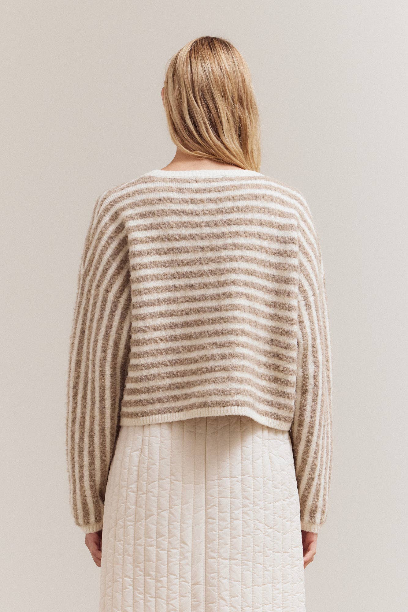 Ivory Stripped Knit Sweater