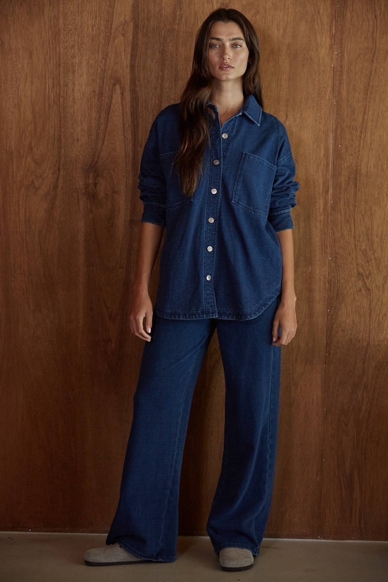 Denim Knit Button Down