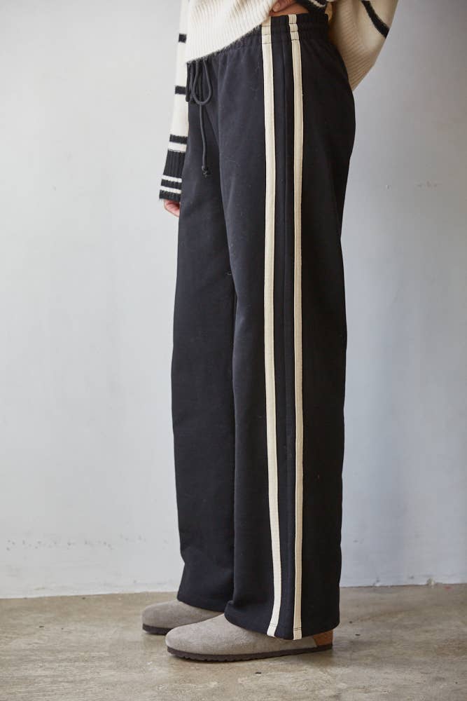 Black Terry Trim Pants