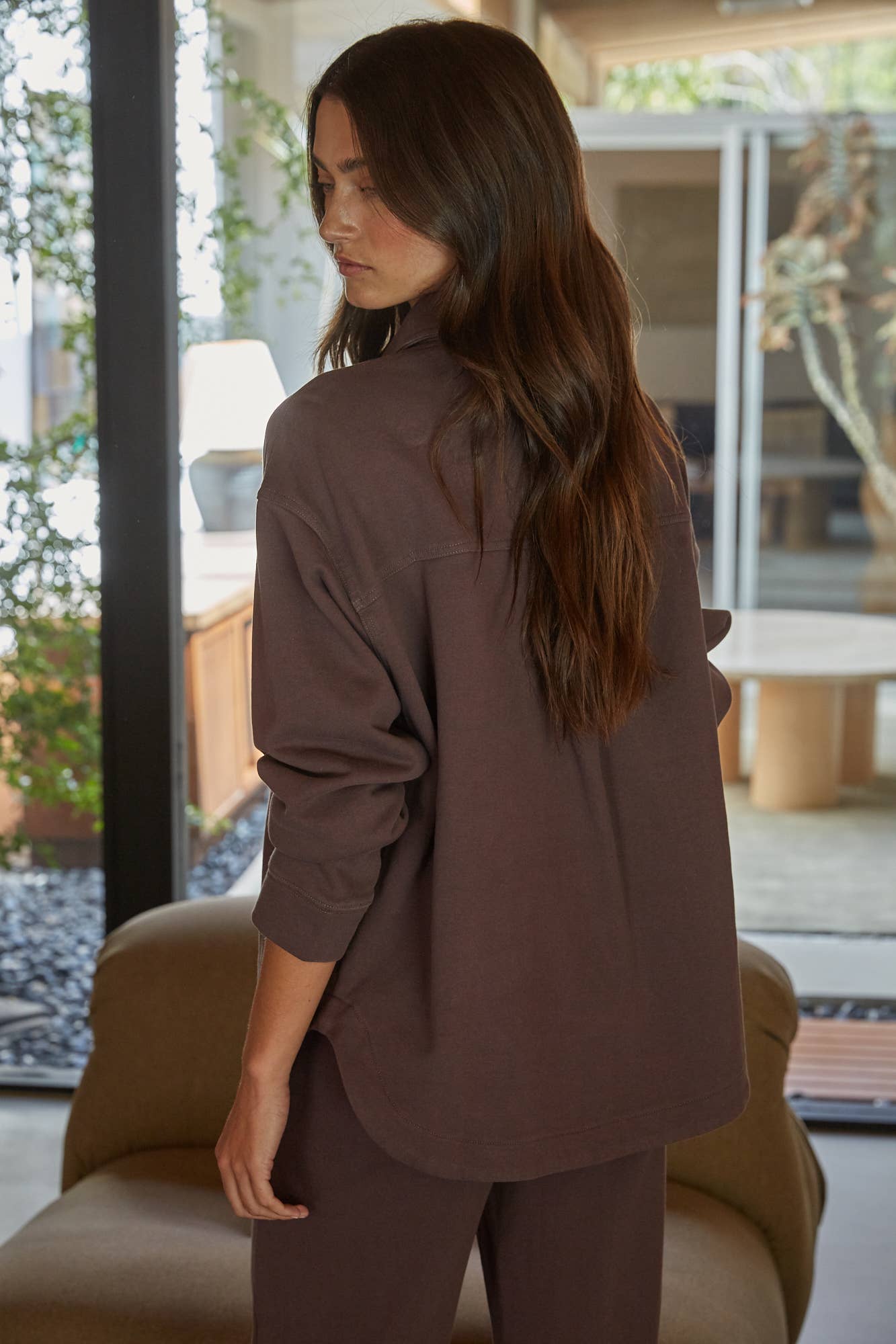 Chocolate Knit Button Down