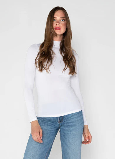 White Mock Neck Long Sleeve