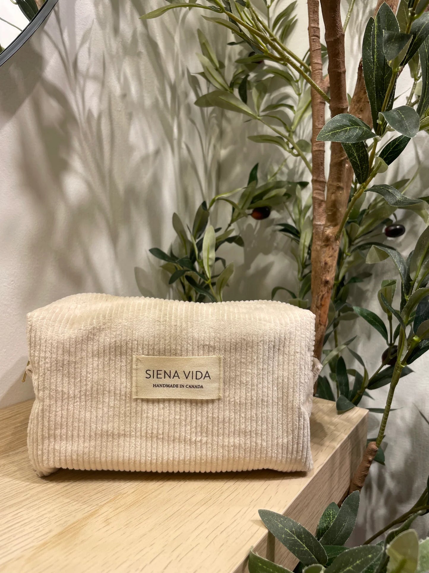 Sm Ivory Corduroy Pouch
