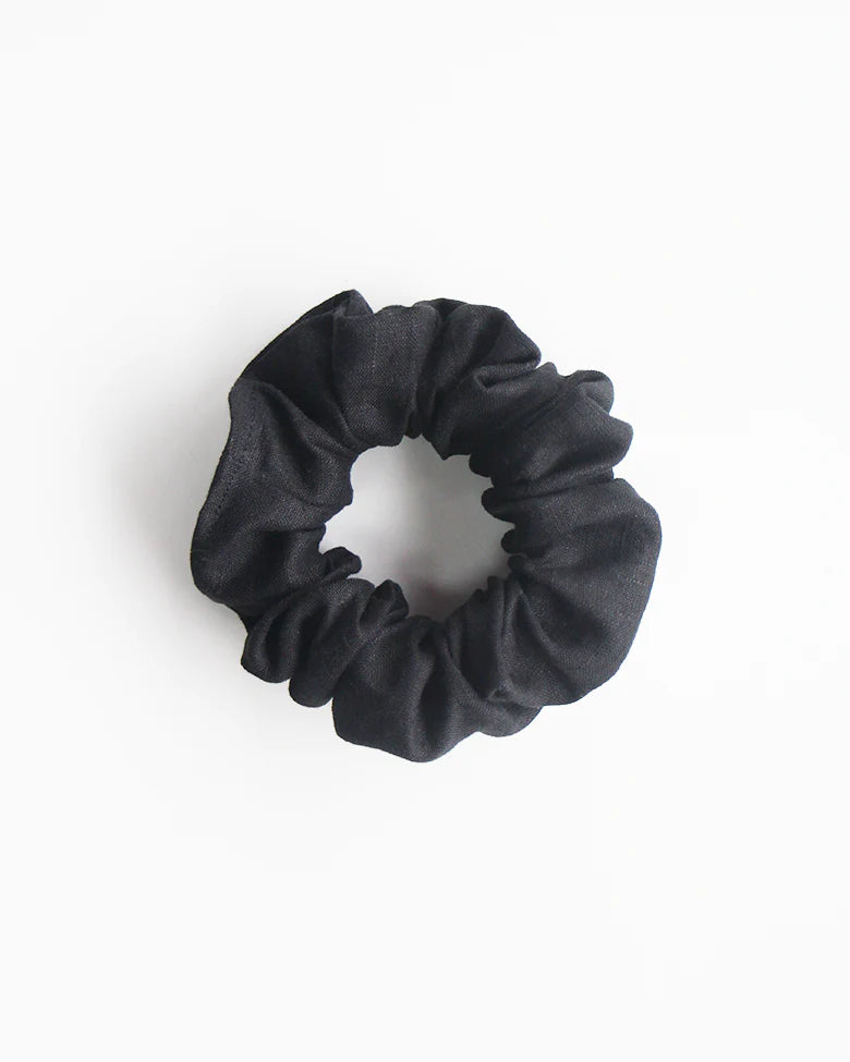 Black Classic Linen Scrunchie