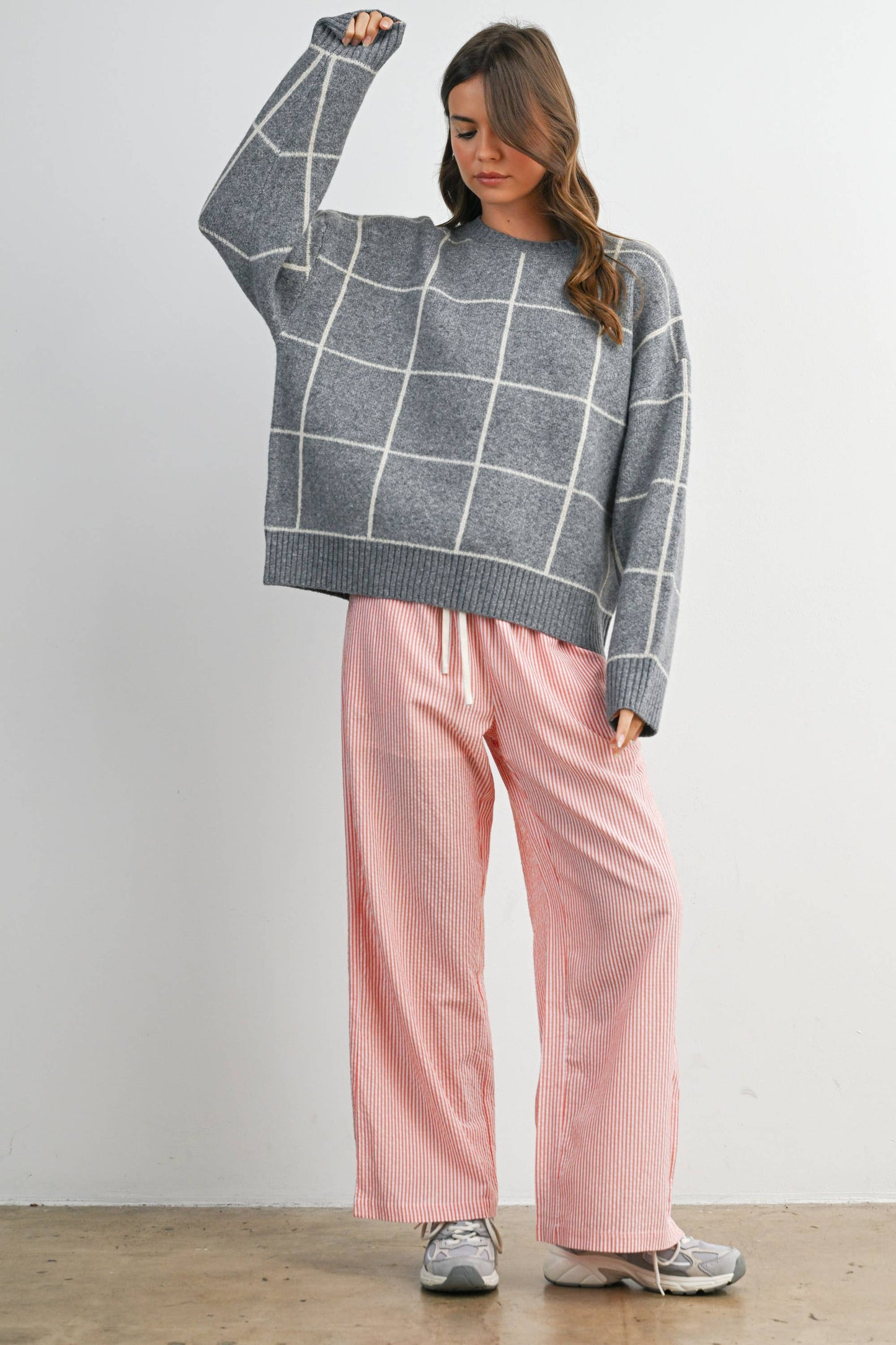 Checkered Knit Sweater