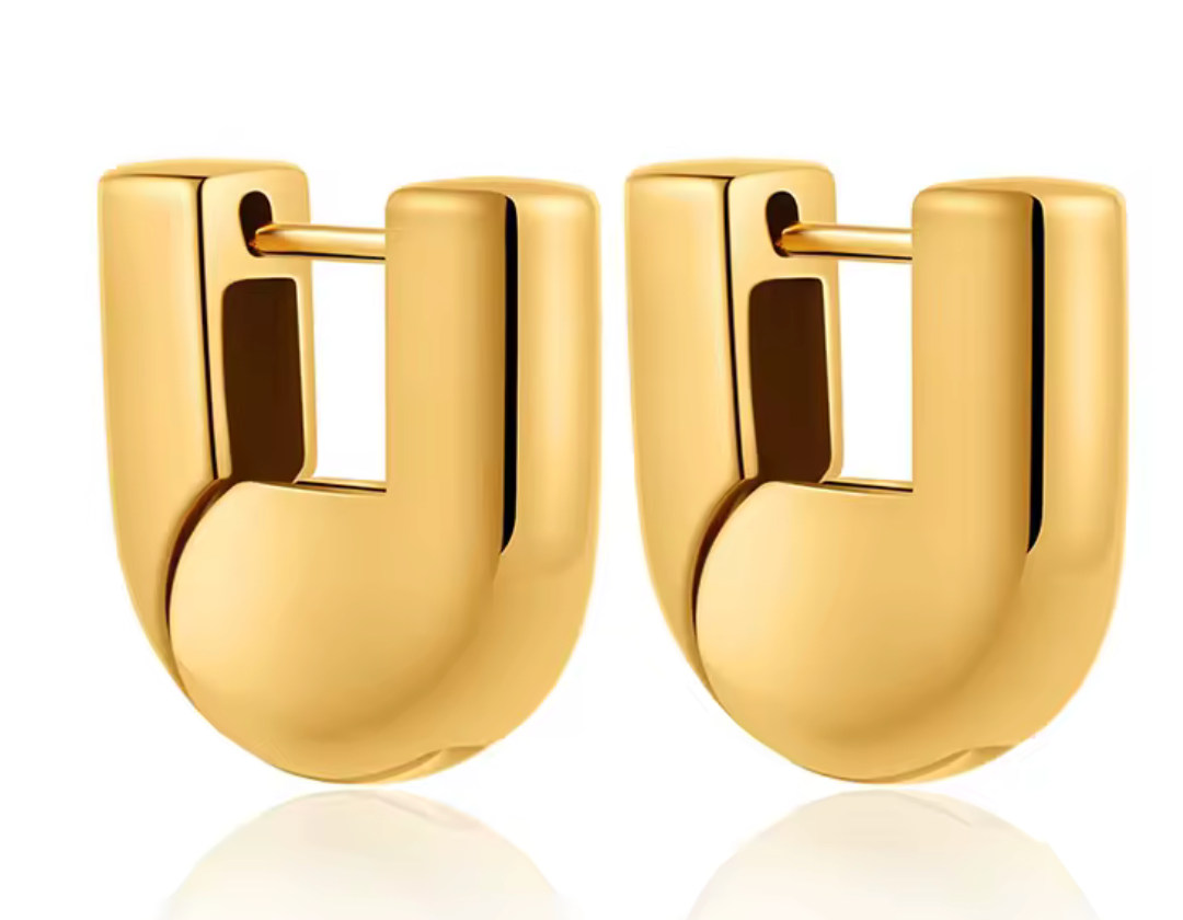 Gold U Hinge Hoop Earrings