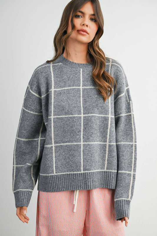 Checkered  Knit Sweater