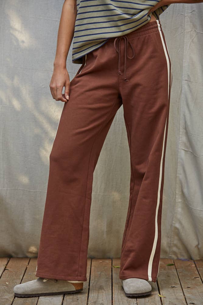 Brown Terry Trim Pants