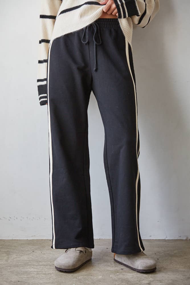 Black Terry Trim Pants