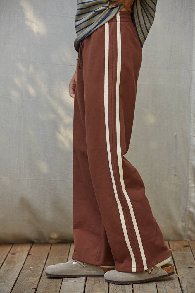 Brown Terry Trim Pants