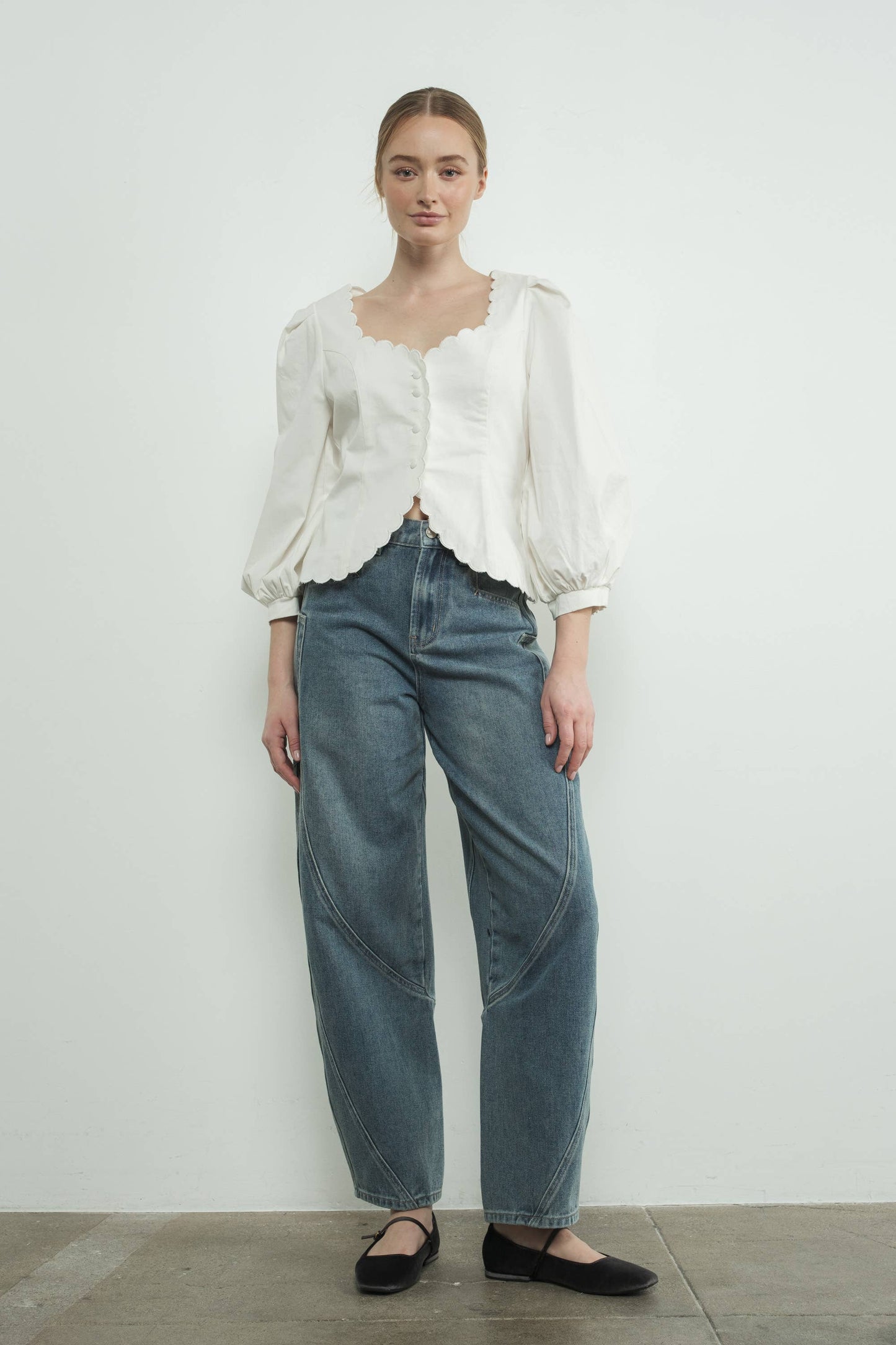 Scallop Blouse White