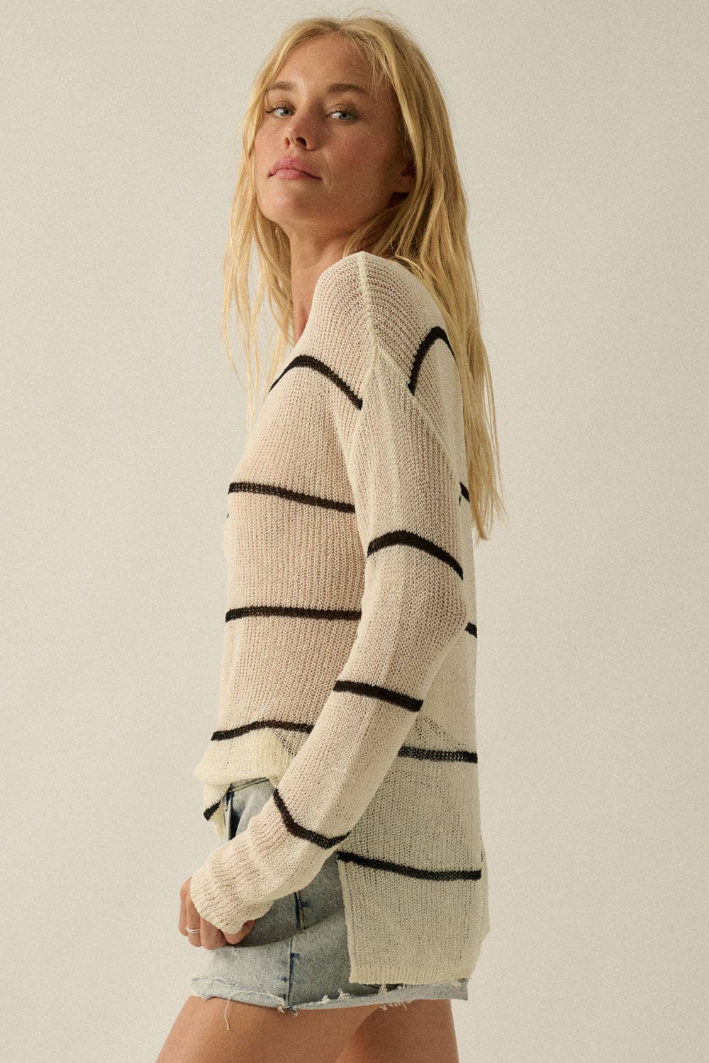 White Sheer Knit Sweater