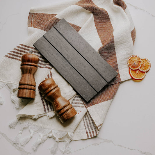 Black Rect Wood Tray