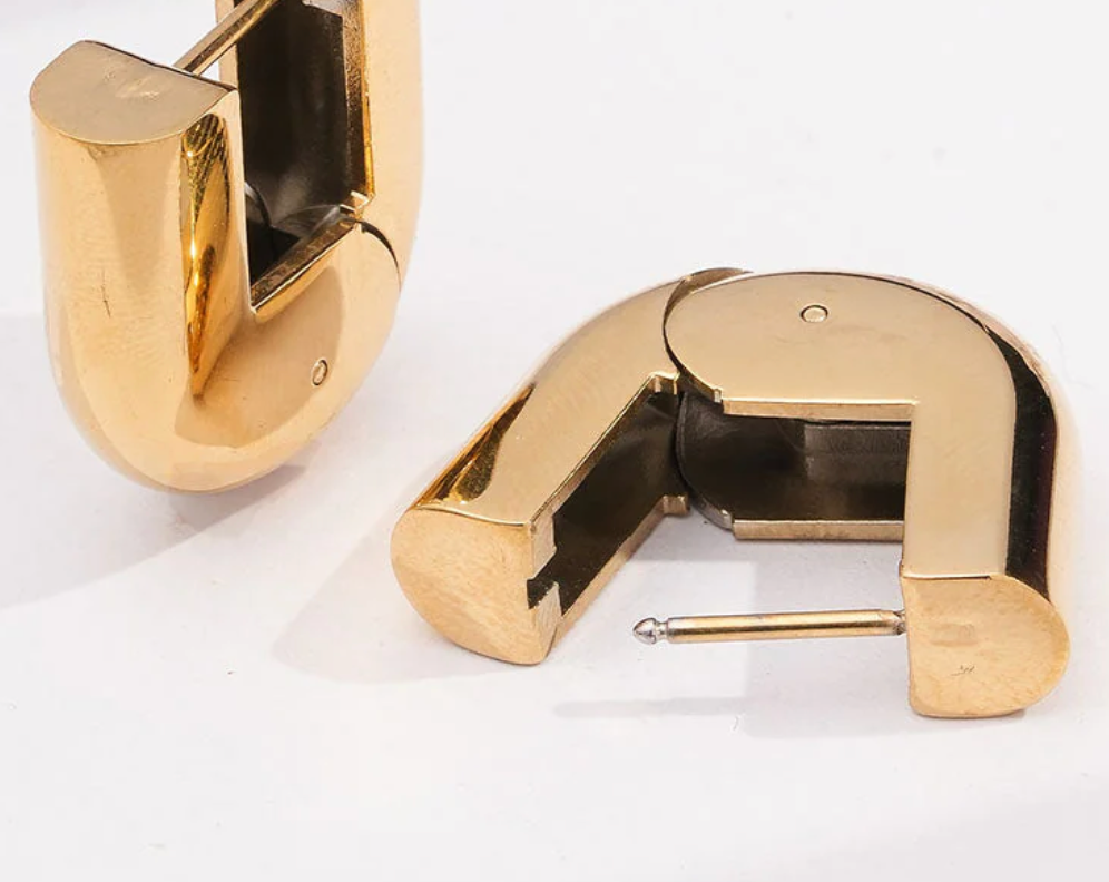 Gold U Hinge Hoop Earrings