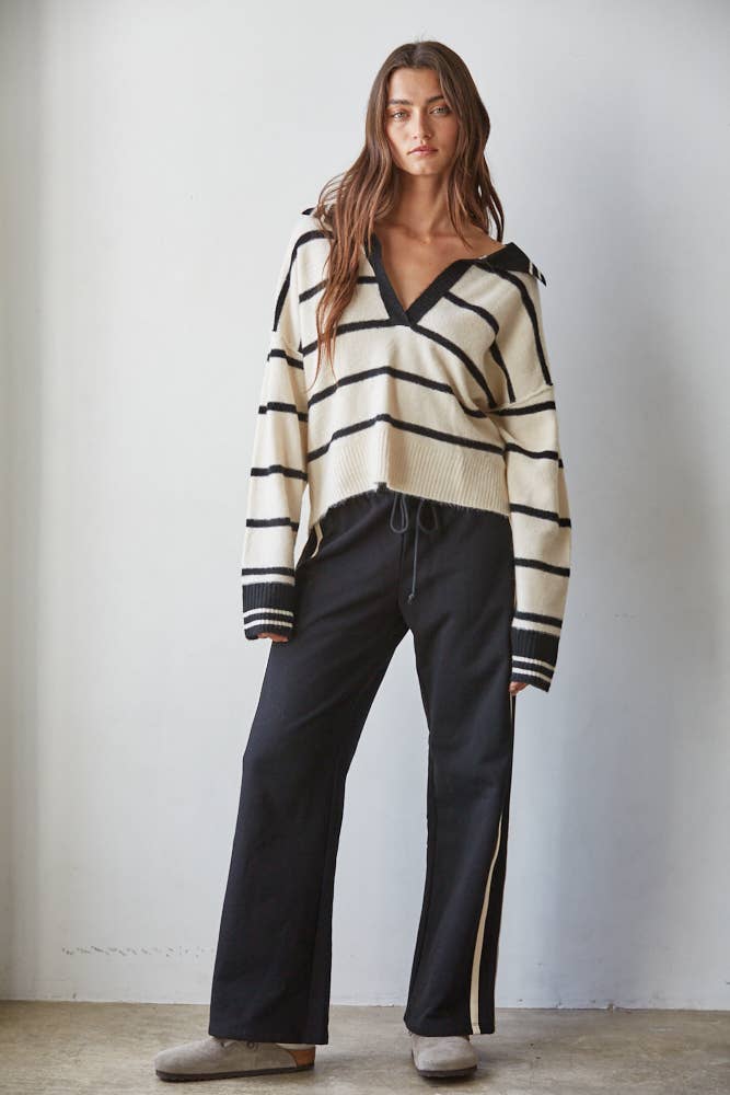 Black Terry Trim Pants
