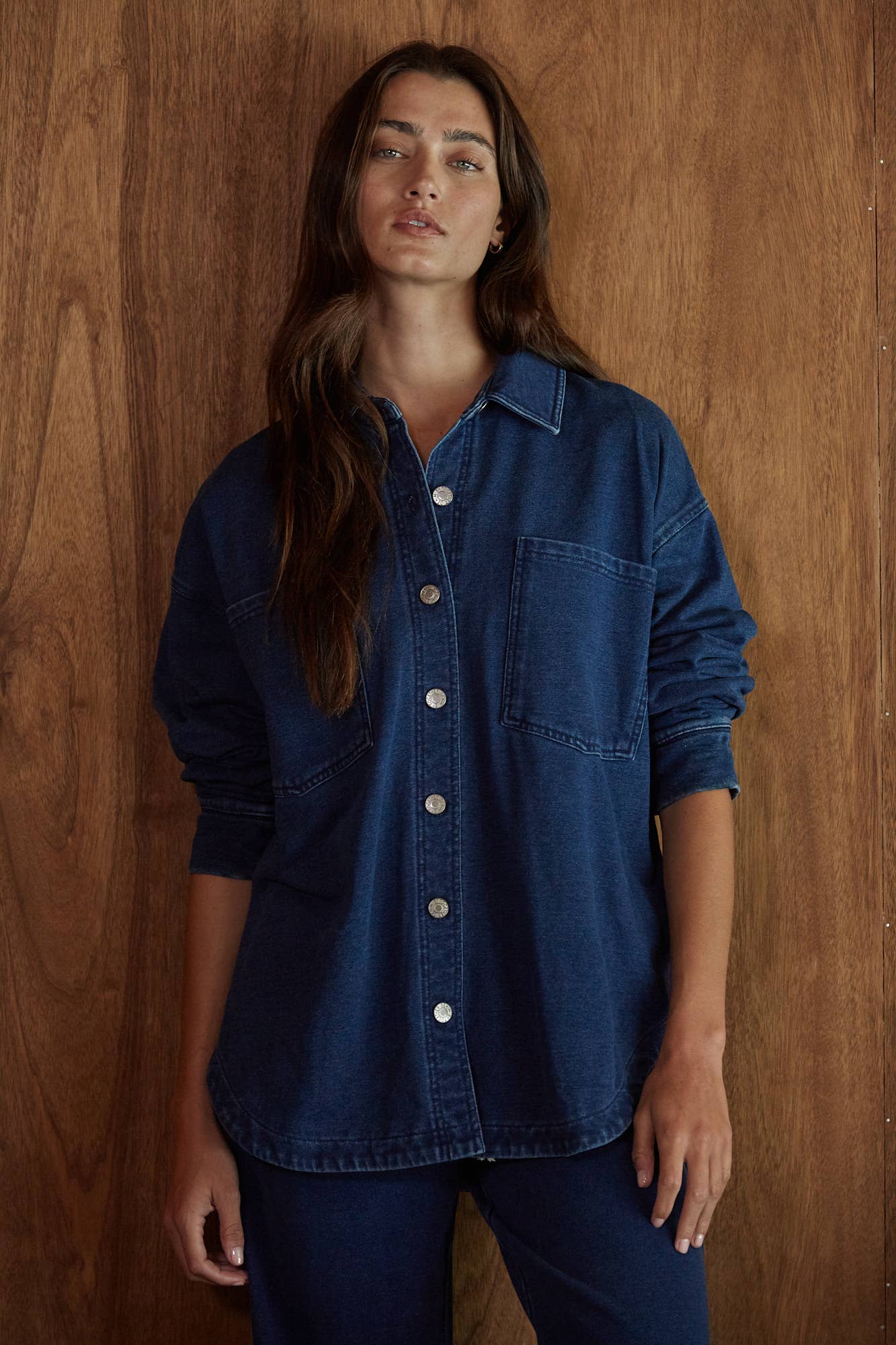 Denim Knit Button Down