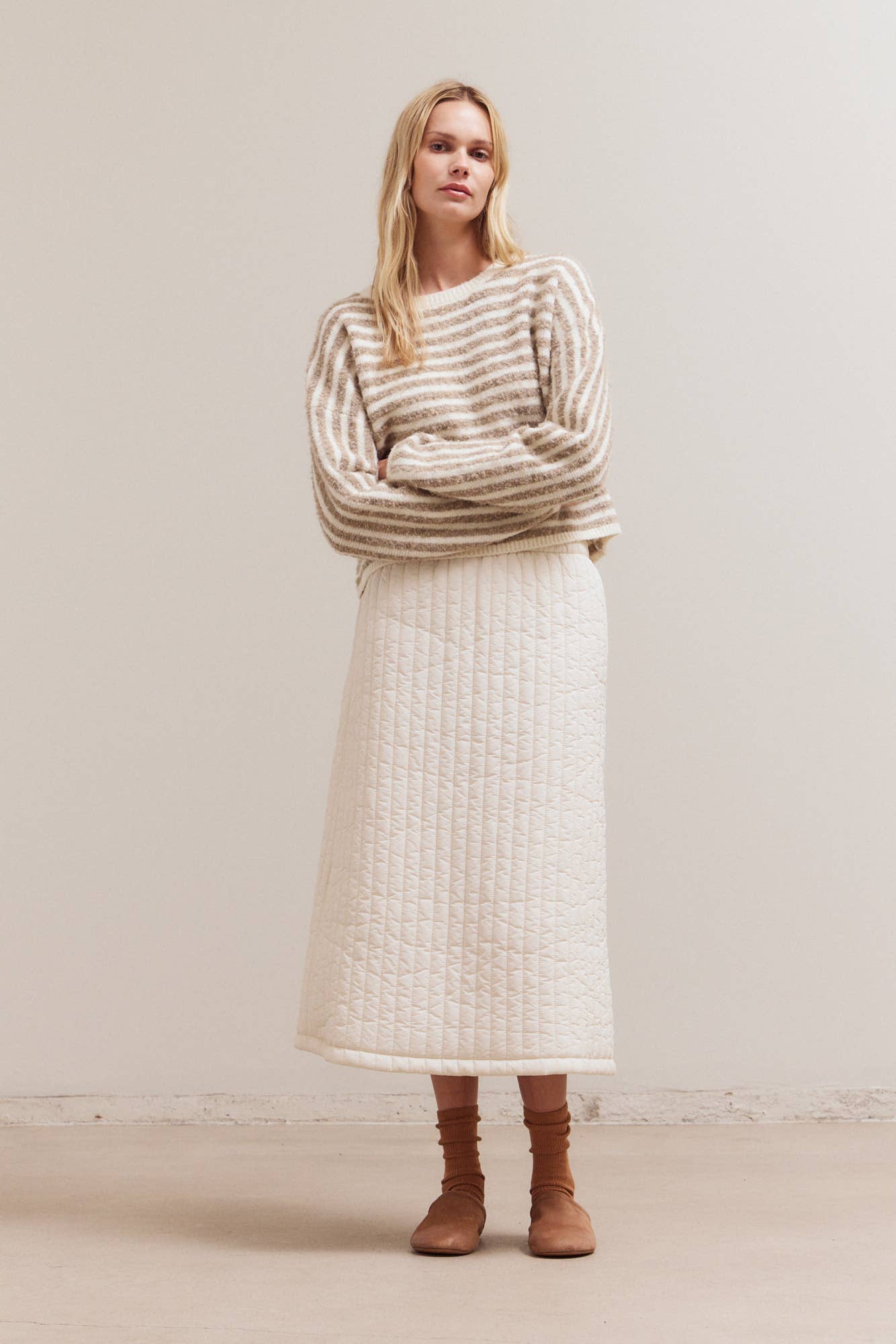Ivory Stripped Knit Sweater