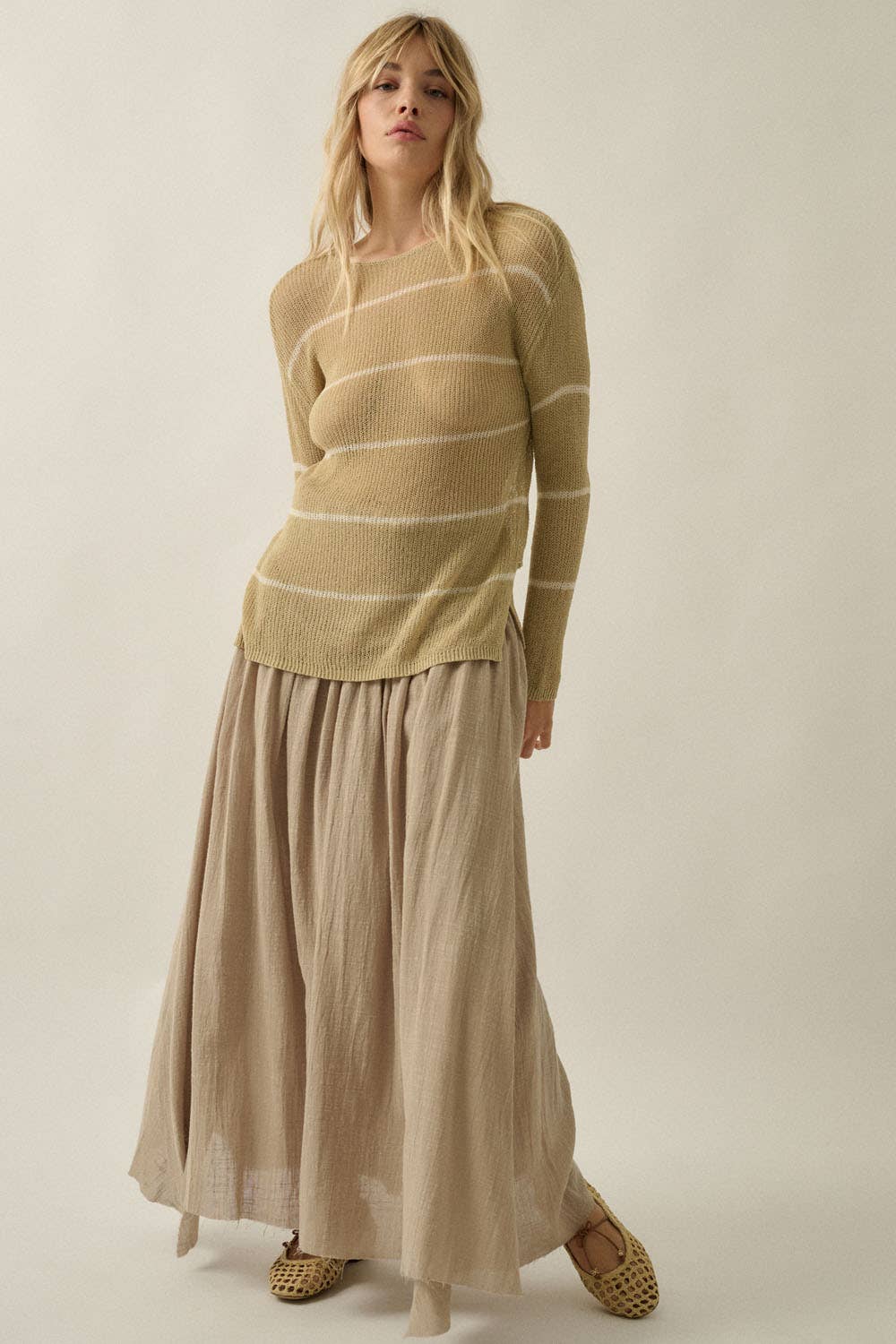Sand Sheer Knit Sweater