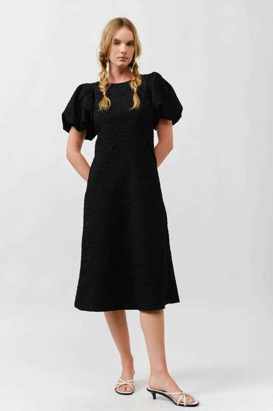 Peplum Puff Dress Black