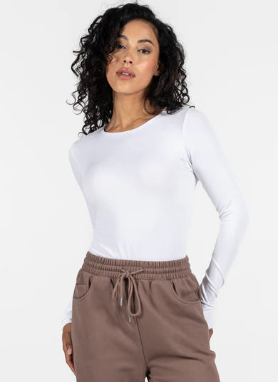 White Long Sleeve Crew Neck