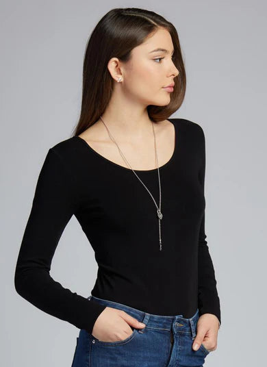 Black Long Sleeve Scoop Neck