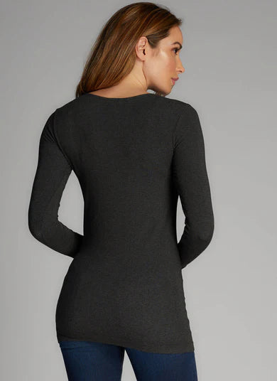 Black Long Sleeve Scoop Neck