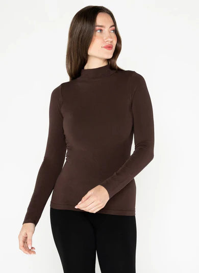 Brown Mock Neck Long Sleeve