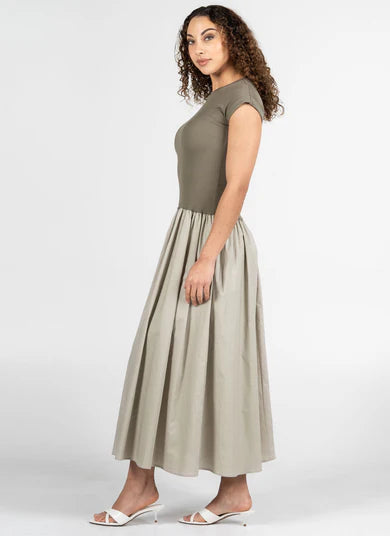 S Cap Sleeve Midi Dress