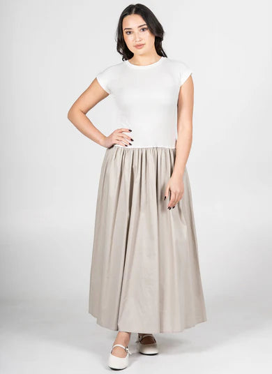W Cap Sleeve Midi Dress