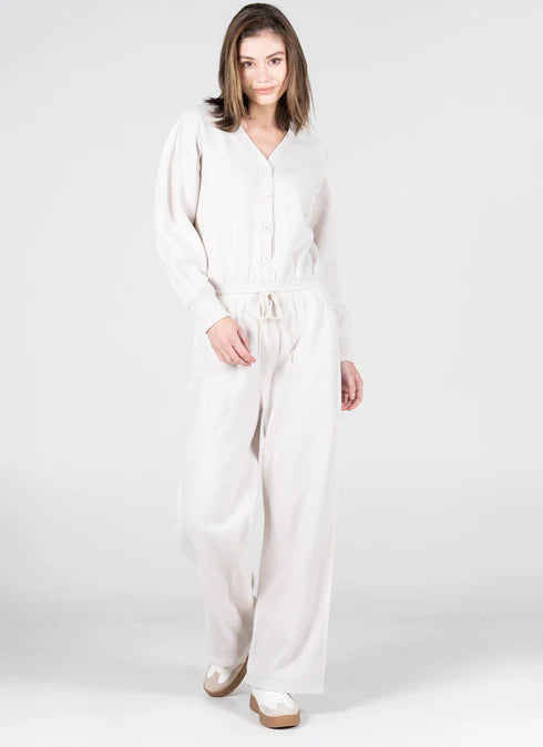 Beige Henley Jumpsuit