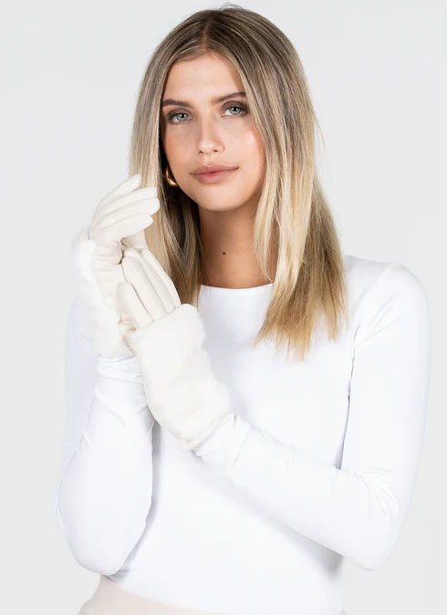 Ivory Two Piece Fur Gloves