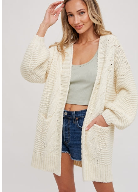 Lantern Sleeve Cardigan