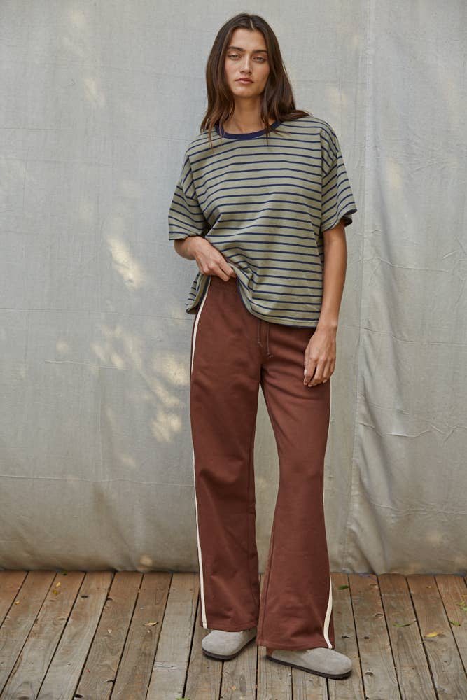Brown Terry Trim Pants