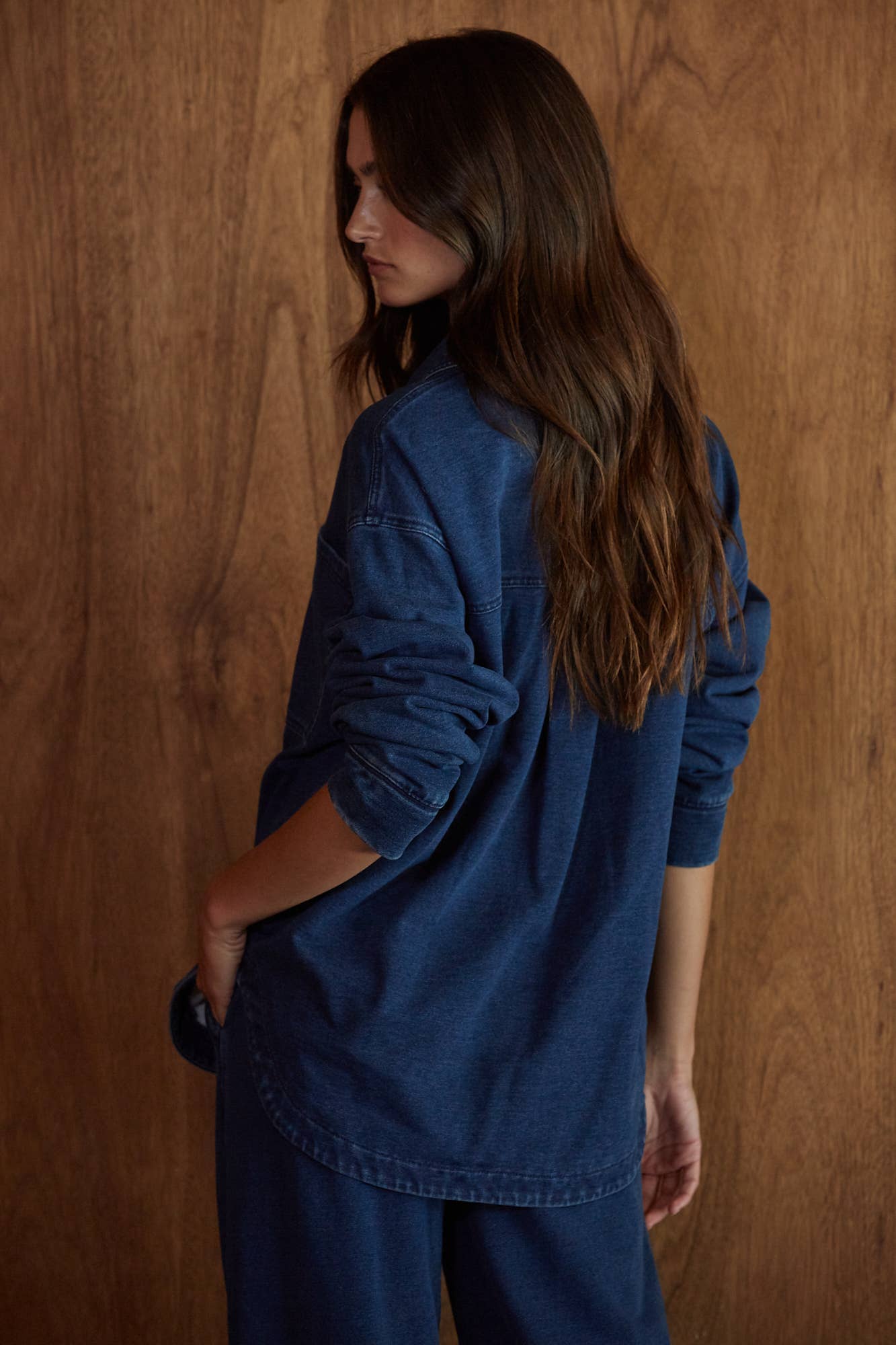 Denim Knit Button Down
