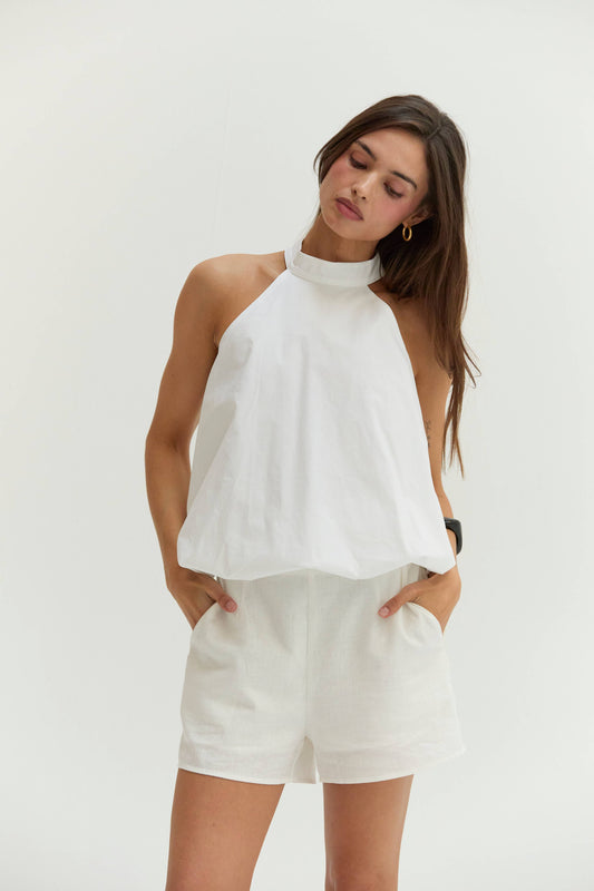 White Rachel Halter Top