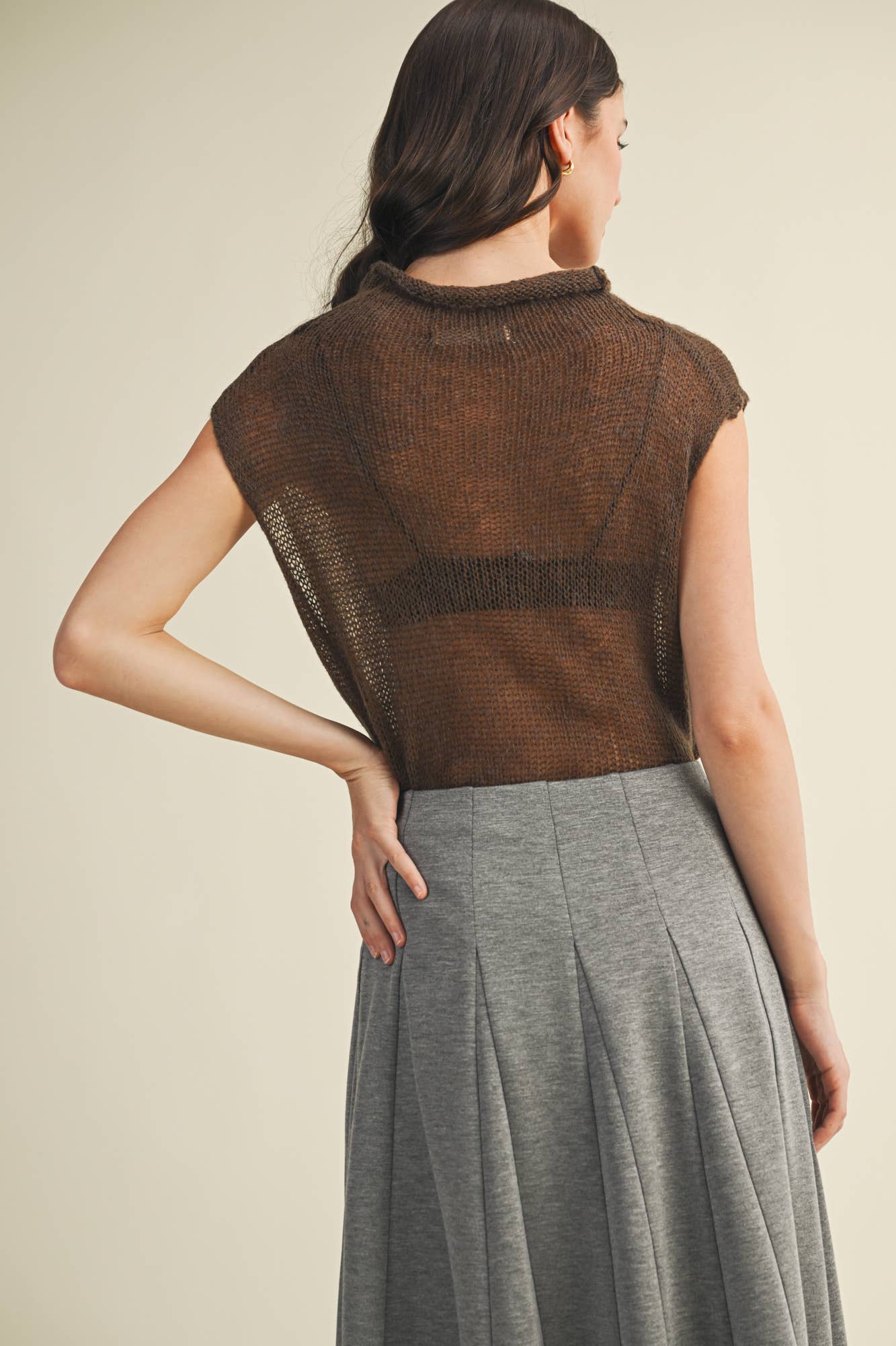 Ash Brown Sleeveless Top