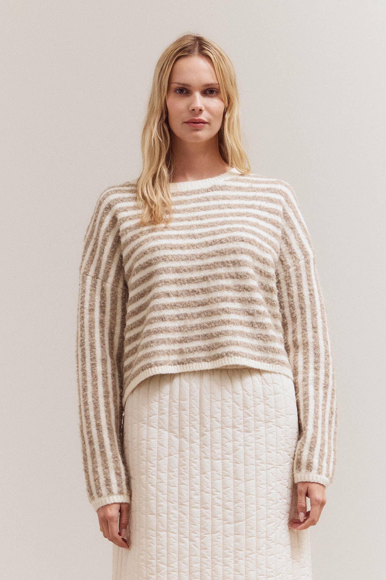Ivory Stripped Knit Sweater